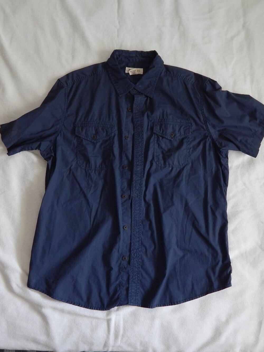 Ruff Hewn Short Sleeve Button Down Shirt - Men's Size Large Navy